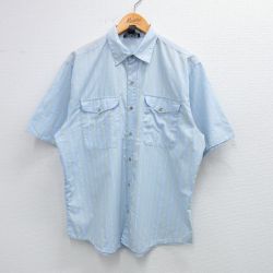 【20%OFF】L★古着 半袖 シャツ メンズ 90年代 90s 薄紺他 ネイビー ストライプ 25jul04 中古 トップス