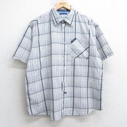 【50%OFF】XL★古着 エコー ECKO 半袖 シャツ メンズ 大きいサイズ コットン 白他 ホワイト チェック 25jul09 中古 トップス