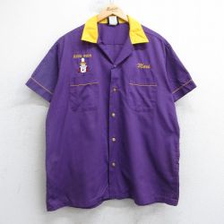 XL★古着 ヒルトン 半袖 ボウリング シャツ メンズ 90年代 90s KING PINS 大きいサイズ 開襟 オープンカラー 紫他 パープル 【spe】 25jul09 中古 トップス