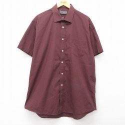 XL★古着 半袖 シャツ メンズ 90年代 90s 大きいサイズ ロング丈 エンジ 25jul14 中古 トップス