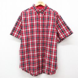 XL★古着 ラルフローレン Ralph Lauren チャップス 半袖 ブランド シャツ メンズ 90年代 90s ボタンダウン 赤他 レッド チェック 25jul14 中古 トップス