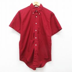 L★古着 半袖 シャツ メンズ 80年代 80s ボタンダウン エンジ 25jul14 中古 トップス
