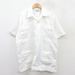 XL★古着 半袖 キューバ シャツ メンズ 00年代 00s 開襟 オープンカラー 白 ホワイト 25jul16 中古 トップス