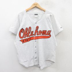 【50%OFF】XL★古着 半袖 ベースボール シャツ メンズ 90年代 90s オクラホマ ラグラン 薄グレー 霜降り 25jul16 中古 トップス