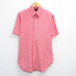L★古着 シアーズ 半袖 シャツ メンズ 80年代 80s ボタンダウン 赤 レッド 25jul17 中古 トップス
