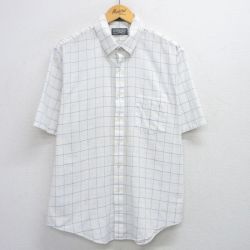XL★古着 半袖 シャツ メンズ 90年代 90s ボタンダウン 白他 ホワイト チェック 25jul17 中古 トップス