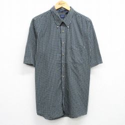 XL★古着 アロー 半袖 シャツ メンズ 大きいサイズ ボタンダウン 紺他 ネイビー チェック 25jul17 中古 トップス