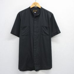 【50%OFF】XL★古着 半袖 シャツ メンズ 80年代 80s USA製 黒 ブラック 25jul17 中古 トップス