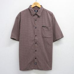 【20%OFF】XL★古着 ノーティカ NAUTICA 半袖 ブランド シャツ メンズ 大きいサイズ コットン 茶他 ブラウン チェック 25jul24 中古 トップス