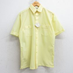 L★古着 半袖 シャツ メンズ 90年代 90s デッドストック 黄 イエロー ストライプ 25jul30 中古 トップス