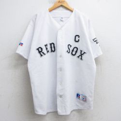 XL★古着 ラッセル 半袖 ベースボール シャツ メンズ 00年代 00s MLB ボストンレッドソックス ジェイソンバリテック 33 USA製 白 ホワイト メジャーリーグ 野球 【spe】 25jul30 中古 トップス