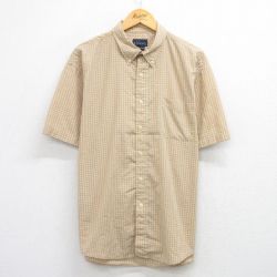 XL★古着 ベーシックエディションズ 半袖 シャツ メンズ 90年代 90s ボタンダウン オレンジ系他 チェック 25jul30 中古 トップス