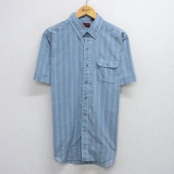 【20%OFF】L★古着 リーバイス Levis 半袖 シャツ メンズ 90年代 90s ボタンダウン 薄紺他 ネイビー ストライプ 25jul30 中古 トップス