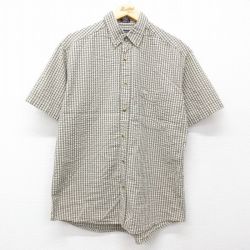L★古着 ドッカーズ 半袖 シャツ メンズ シアサッカー コットン ボタンダウン ベージュ他 カーキ チェック 25jul31 中古 トップス
