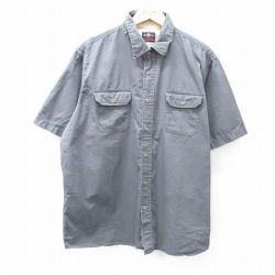 XL★古着 ラングラー Wrangler 半袖 シャツ メンズ 大きいサイズ コットン グレー 25aug06 中古 トップス