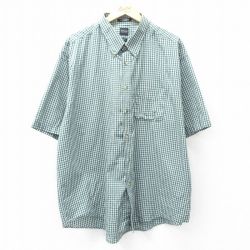XL★古着 アロー 半袖 シャツ メンズ 大きいサイズ ボタンダウン 緑他 グリーン チェック 25aug06 中古 トップス