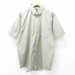 XL★古着 半袖 シャツ メンズ 大きいサイズ ロング丈 ボタンダウン 薄ベージュ カーキ 25aug06 中古 トップス