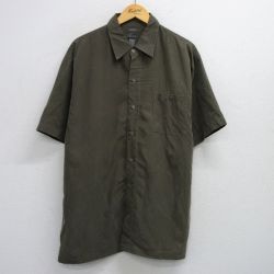 XL★古着 半袖 シャツ メンズ 総柄 レーヨン 濃緑 グリーン 25aug06 中古 トップス
