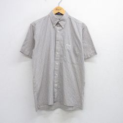 L★古着 ラルフローレン Ralph Lauren チャップス 半袖 ブランド シャツ メンズ 90年代 90s ボタンダウン 薄ベージュ他 カーキ チェック 【spe】 25aug06 中古 トップス