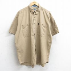 XL★古着 ラルフローレン Ralph Lauren チャップス 半袖 シャツ メンズ 80年代 80s 大きいサイズ リネン ボタンダウン ベージュ カーキ 【spe】 25aug06 中古 トップス