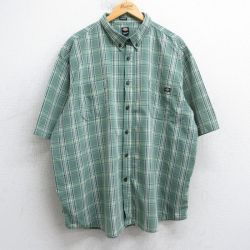 【50%OFF】XL★古着 ディッキーズ Dickies 半袖 シャツ メンズ 大きいサイズ ボタンダウン 緑他 グリーン チェック 25aug06 中古 トップス