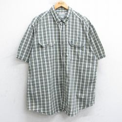 XL★古着 カーハート Carhartt 半袖 シャツ メンズ ワンポイントロゴ 大きいサイズ ロング丈 コットン ボタンダウン 白他 ホワイト チェック 25aug06 中古 トップス