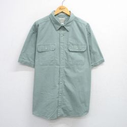 XL★古着 エルエルビーン LLBEAN 半袖 シャツ メンズ 00年代 00s 大きいサイズ コットン 薄緑 グリーン 25aug07 中古 トップス