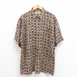 【50%OFF】XL★古着 CAMPIA 半袖 シャツ メンズ 00年代 00s 総柄 レーヨン 黒 ブラック 25aug08 中古 トップス