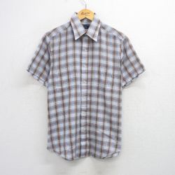 L★古着 JCペニー 半袖 シャツ メンズ 80年代 80s 薄紺他 ネイビー チェック 25aug09 中古 トップス