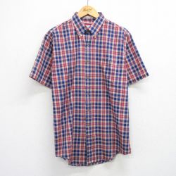 【50%OFF】XL★古着 アロー 半袖 シャツ メンズ 80年代 80s USA製 紺他 ネイビー チェック 25aug09 中古 トップス