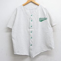 XL★古着 半袖 ベースボール シャツ メンズ WEEVILS 薄グレー 霜降り 25aug13 中古 トップス