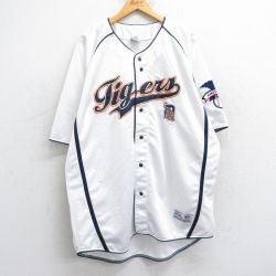 XL★古着 半袖 ベースボール シャツ メンズ MLB デトロイトタイガース ラグラン 大きいサイズ ロング丈 白 ホワイト メジャーリーグ 野球 【spe】 25aug13 中古 トップス