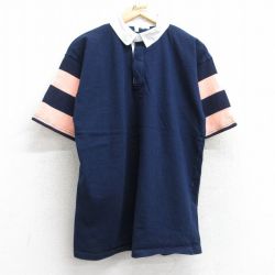 M★古着 半袖 ラガー シャツ メンズ 90年代 90s USA製 紺 ネイビー 25aug13 中古 トップス