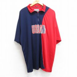 XL★古着 半袖 ハーフジップ トップス メンズ 00年代 00s URBARN ツートンカラー 赤他 レッド 25aug13 中古