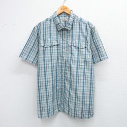 XL★古着 エルエルビーン LLBEAN 半袖 シャツ メンズ 00年代 00s 水色他 チェック 25aug19 中古 トップス