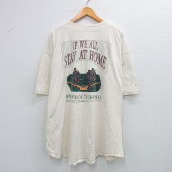 【50%OFF】XL★古着 半袖 ベースボール シャツ メンズ 90年代 90s ワールドシリーズ 大きいサイズ ロング丈 コットン USA製 生成り 25aug19 中古 トップス