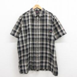 【50%OFF】XL★古着 ディッキーズ Dickies 半袖 シャツ メンズ 大きいサイズ 黒他 ブラック チェック 25aug22 中古 トップス