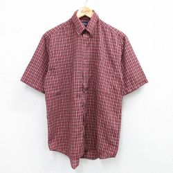 L★古着 ピューリタン 半袖 シャツ メンズ 00年代 00s ボタンダウン 赤他 レッド チェック 25aug23 中古 トップス