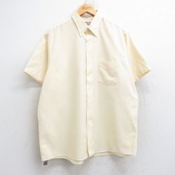 XL★古着 バンヒューセン 半袖 シャツ メンズ 90年代 90s オックスフォード 大きいサイズ コットン ボタンダウン USA製 薄黄 イエロー 25aug29 中古 トップス