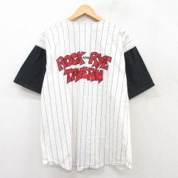 L★古着 半袖 ベースボール シャツ メンズ 90年代 90s ROCK AND RYE TAVERN 唇 コットン USA製 白他 ホワイト 25sep01 中古 トップス