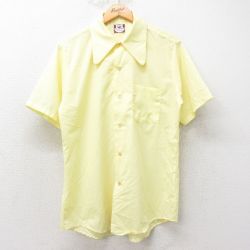 M★古着 半袖 シャツ メンズ 70年代 70s USA製 黄 イエロー 25sep02 中古 トップス