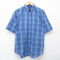 ピューリタン 00s 半袖シャツ ネイビーチェック L | 古着