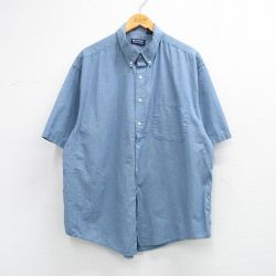XL★古着 ピューリタン 半袖 シャツ メンズ 00年代 00s 大きいサイズ ボタンダウン 薄青 26mar31