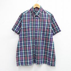 バンヒューセン 80s 半袖シャツ パープルチェック XL | 古着
