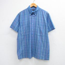 XL★古着 バンヒューセン 半袖 シャツ メンズ 80年代 80s ボタンダウン 青他 26mar31