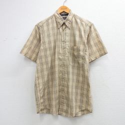 ノーティカ 90s 半袖シャツ ワンポイントロゴ ベージュチェック M | 古着