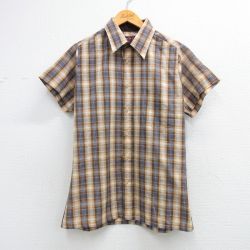 90s 半袖シャツ ブラウンチェック L | 古着
