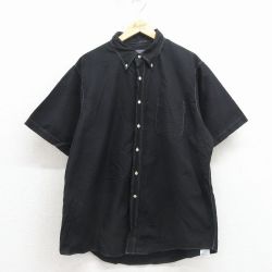 XL★古着 ランズエンド 半袖 シャツ メンズ 00年代 00s 大きいサイズ コットン ボタンダウン 黒 26apr06