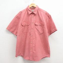 XL★古着 エルエルビーン 半袖 シャツ メンズ 00年代 00s コットン 薄赤 26apr06