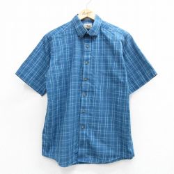 L★古着 エルエルビーン 半袖 シャツ メンズ コットン ボタンダウン 薄紺他 チェック 26apr09